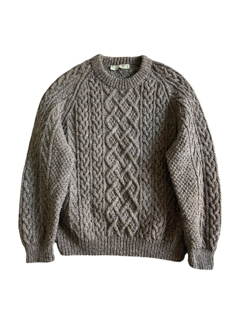 Vintage House Of Ireland Men's Sz Medium Pure Wool Aran Sweater Knit Crewneck